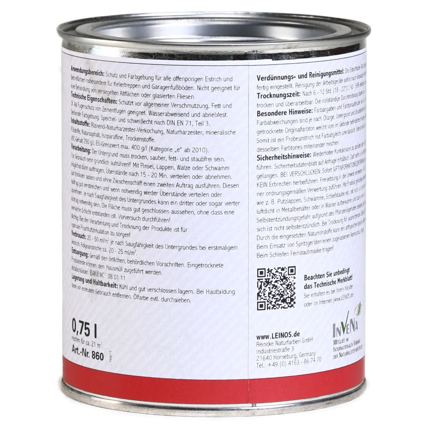Estrichfarbe 860 Zementgrau 0,75l